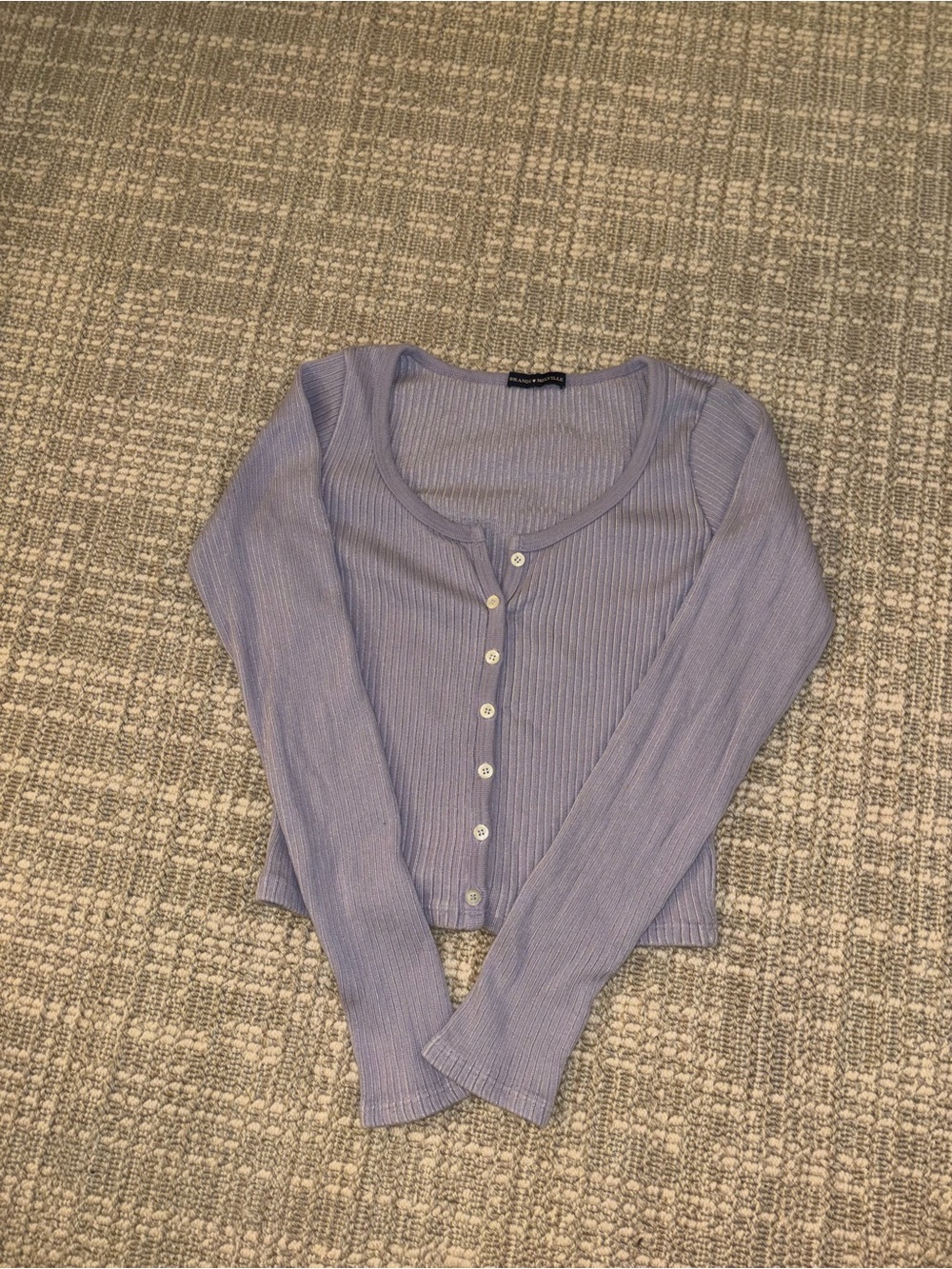 Brandy Melville Lavender Ribbed Long Sleeve Button Cardigan